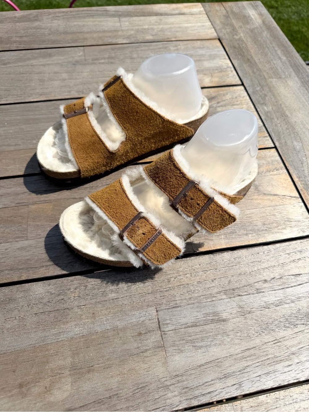 Birkenstock Arizona Fur Mink Suede Leather Slip On Sandals Slides Women’s 39 8